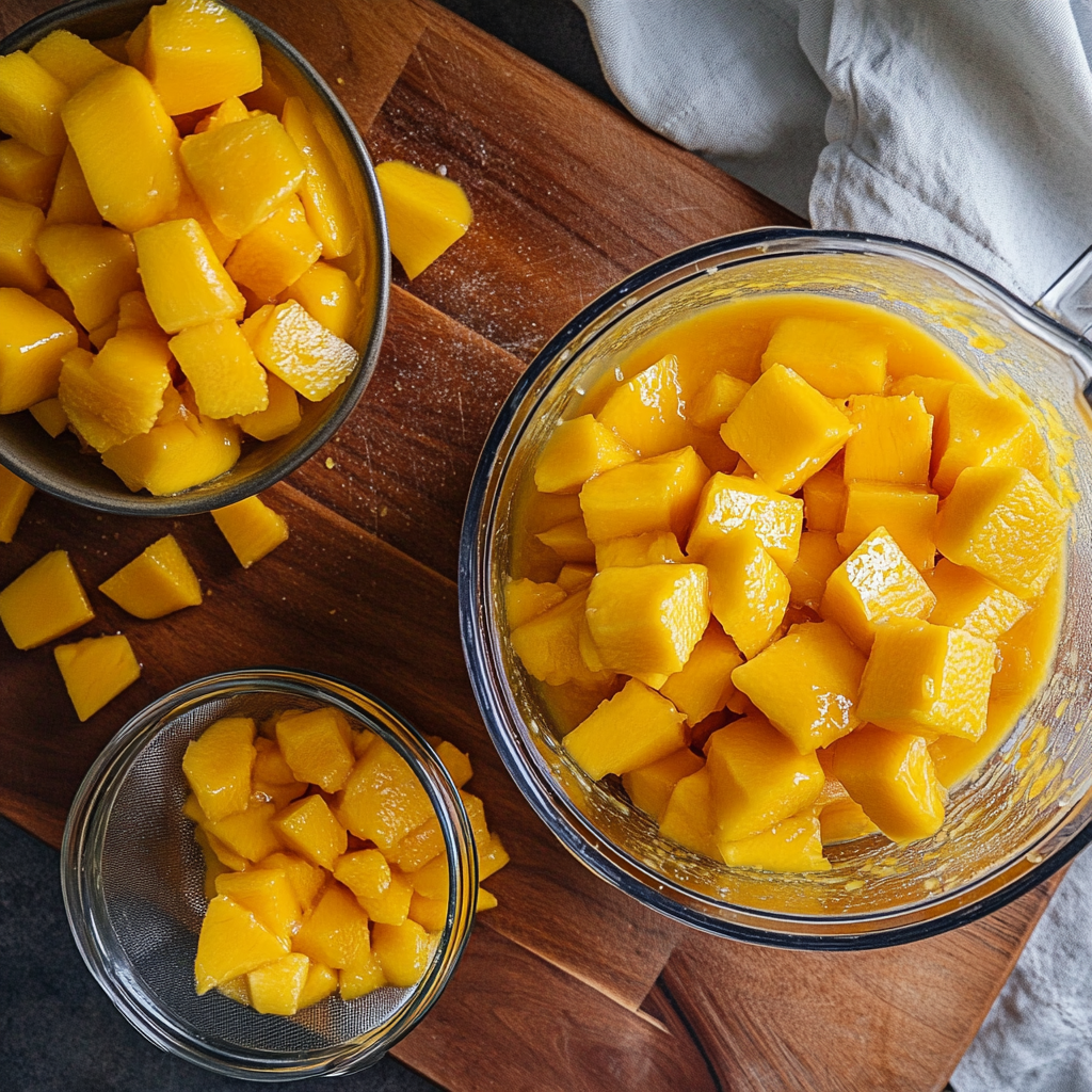  delicious and freshly peeled and diced mangoes