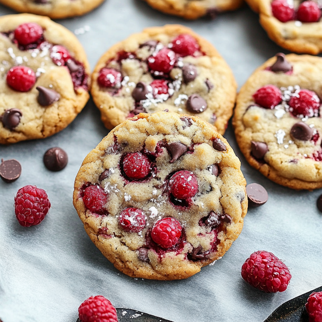 Close-up of a stack of freshly baked cookies with chocolate chips, surrounded by scattered crumbs and a warm, rustic background